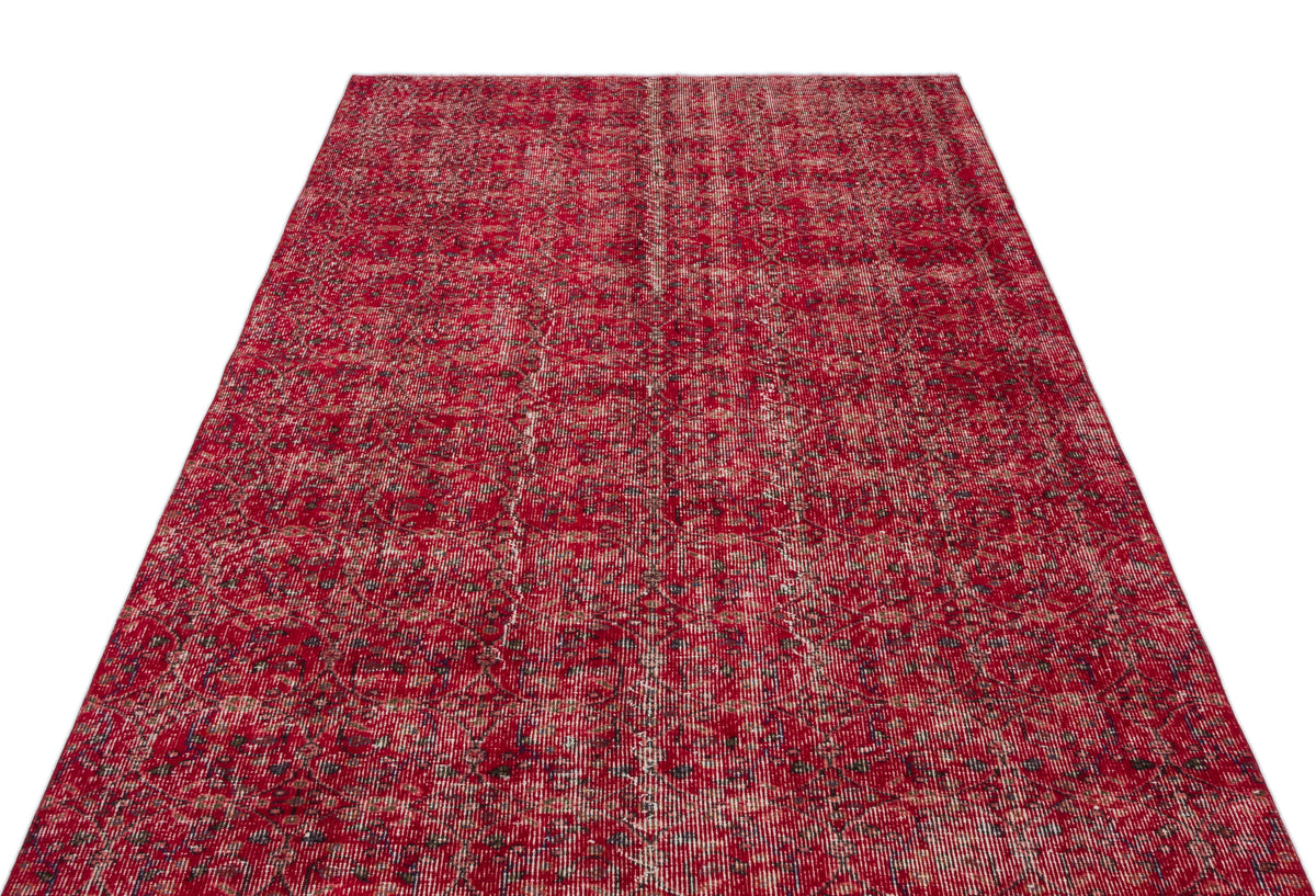 Red Over Dyed Vintage Rug 4&#39;11&#39;&#39; x 9&#39;3&#39;&#39; ft 150 x 281 cm