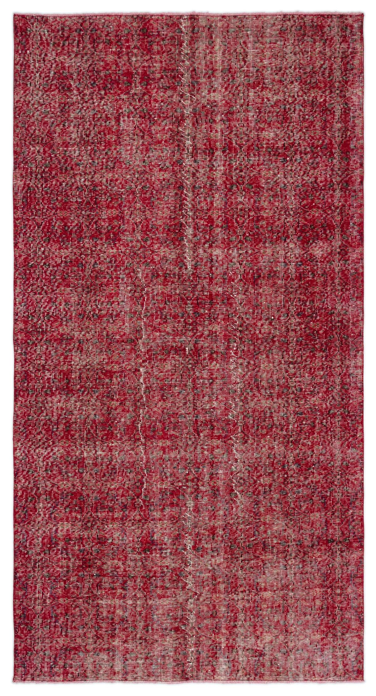 Red Over Dyed Vintage Rug 4&#39;11&#39;&#39; x 9&#39;3&#39;&#39; ft 150 x 281 cm