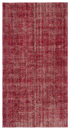 Red Over Dyed Vintage Rug 4'11'' x 9'3'' ft 150 x 281 cm