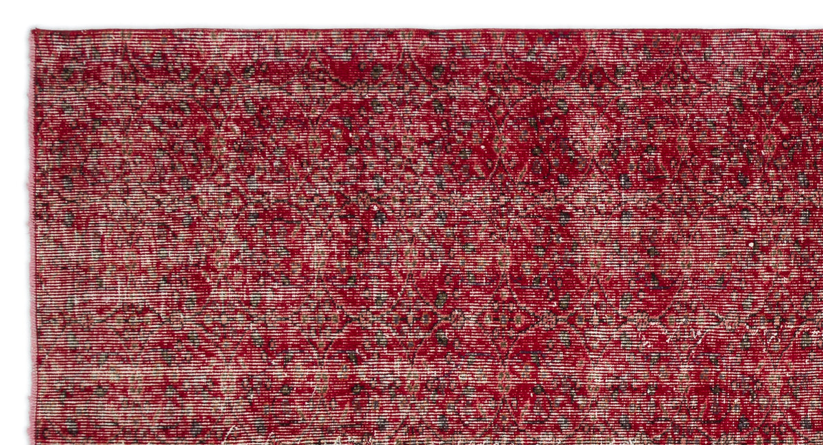 Red Over Dyed Vintage Rug 4&#39;11&#39;&#39; x 9&#39;3&#39;&#39; ft 150 x 281 cm