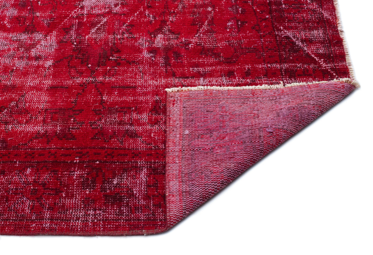 Red Over Dyed Vintage Rug 6&#39;10&#39;&#39; x 10&#39;6&#39;&#39; ft 209 x 320 cm