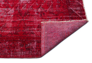 Red Over Dyed Vintage Rug 6'10'' x 10'6'' ft 209 x 320 cm