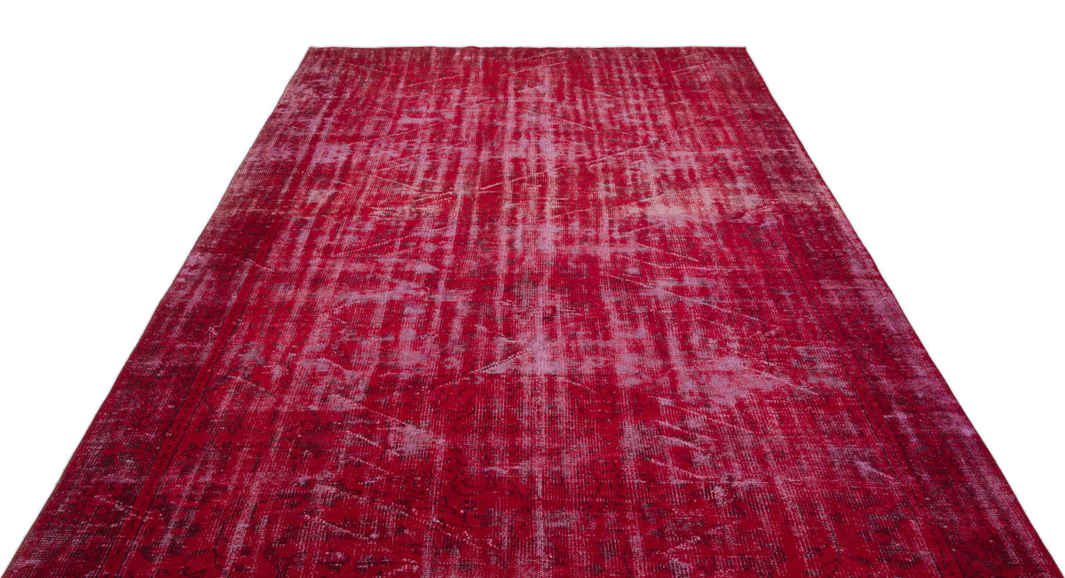 Red Over Dyed Vintage Rug 6&#39;10&#39;&#39; x 10&#39;6&#39;&#39; ft 209 x 320 cm