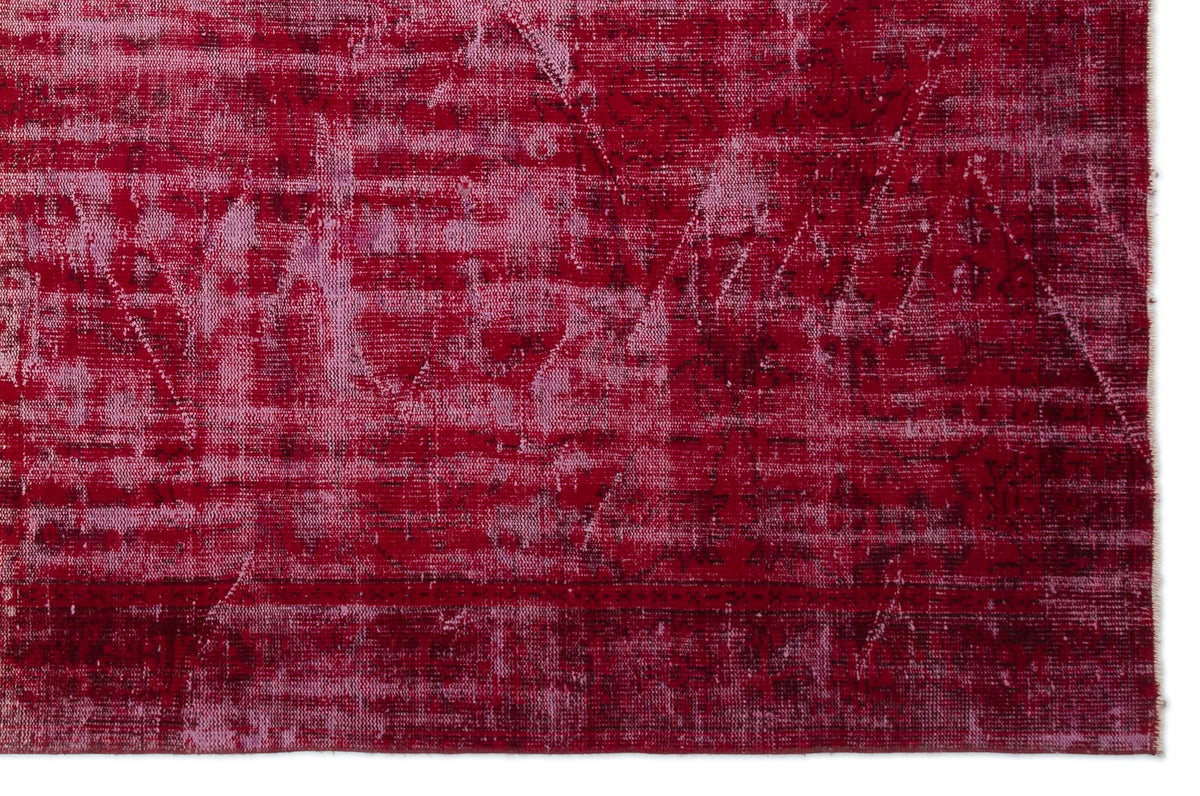 Red Over Dyed Vintage Rug 6&#39;10&#39;&#39; x 10&#39;6&#39;&#39; ft 209 x 320 cm