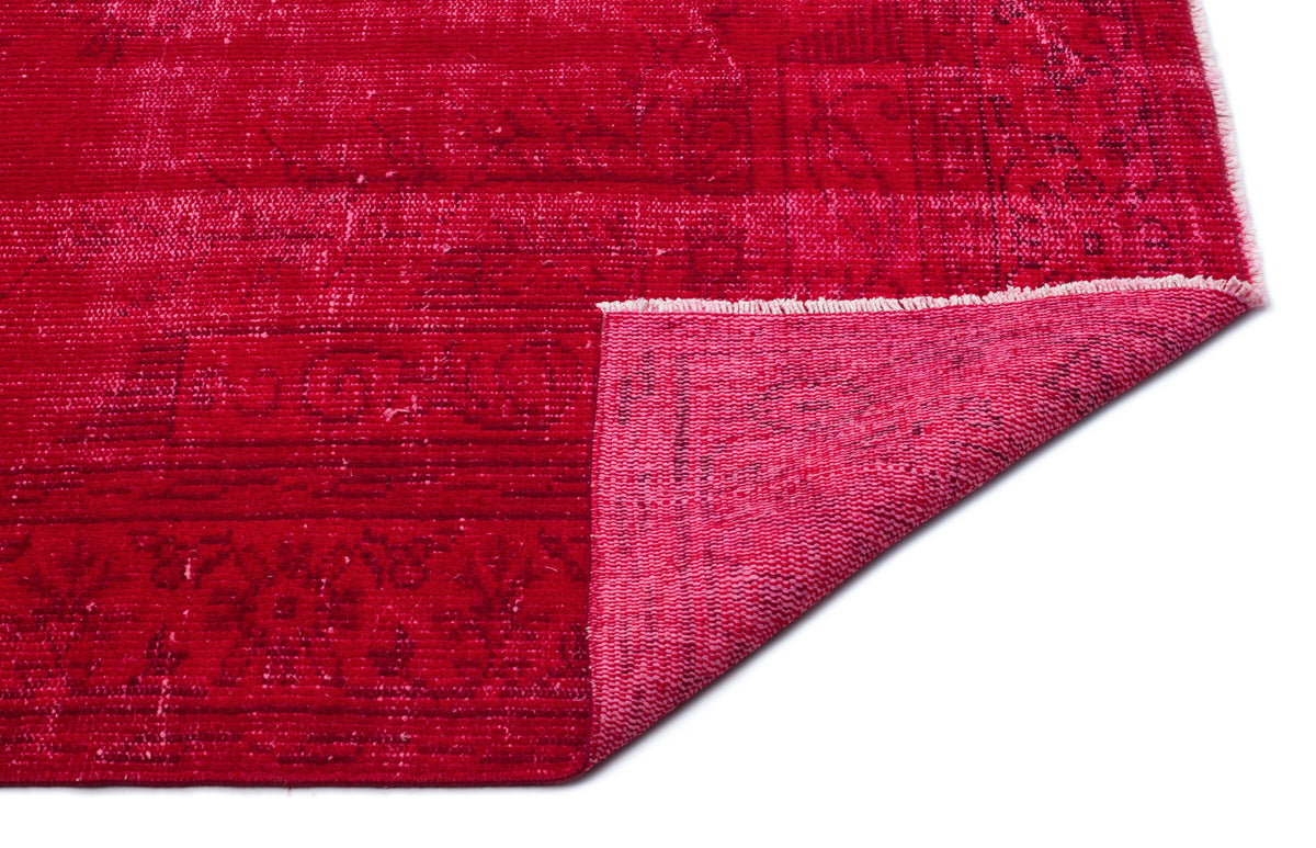Red Over Dyed Vintage Rug 5&#39;8&#39;&#39; x 9&#39;3&#39;&#39; ft 172 x 282 cm