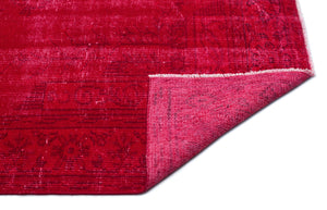 Red Over Dyed Vintage Rug 5'8'' x 9'3'' ft 172 x 282 cm