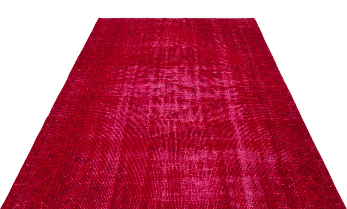 Red Over Dyed Vintage Rug 5&#39;8&#39;&#39; x 9&#39;3&#39;&#39; ft 172 x 282 cm