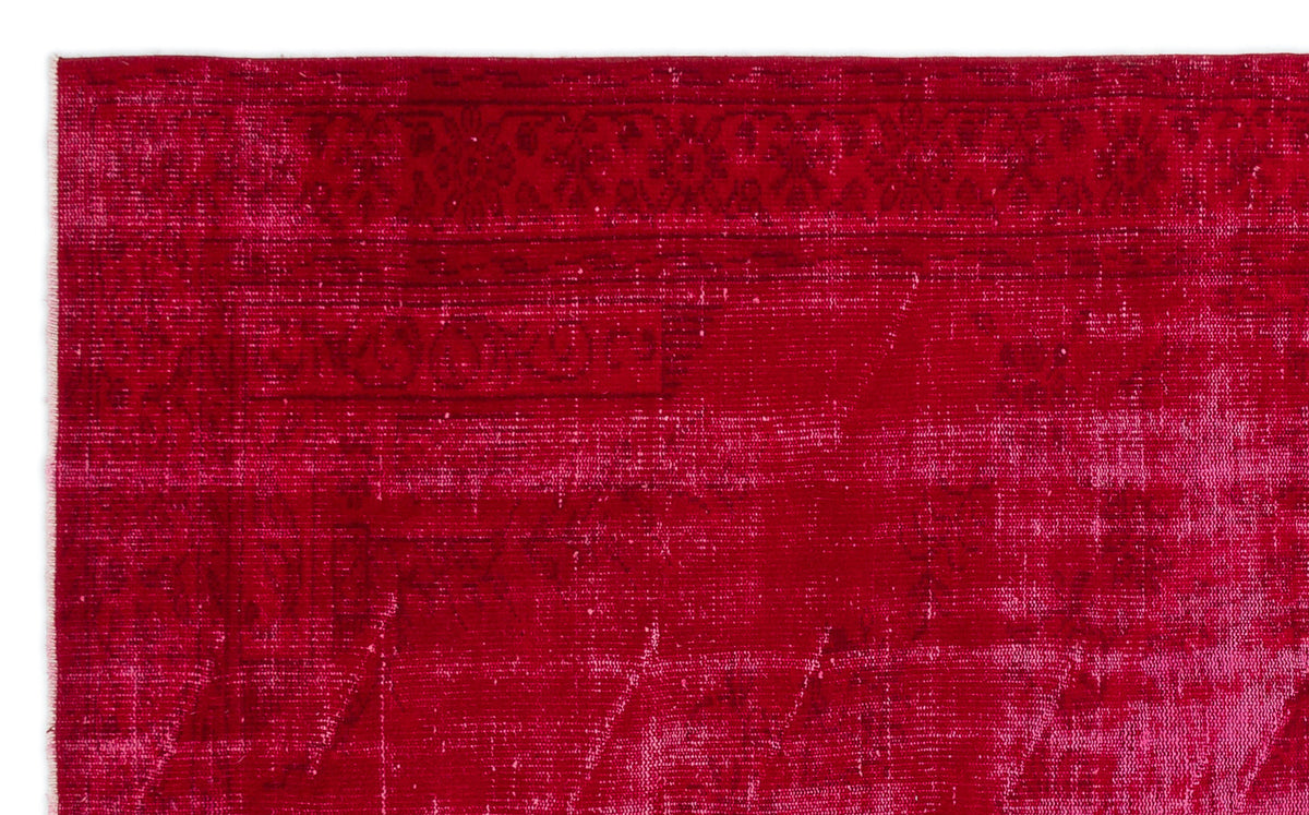 Red Over Dyed Vintage Rug 5&#39;8&#39;&#39; x 9&#39;3&#39;&#39; ft 172 x 282 cm