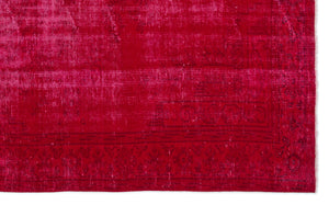 Red Over Dyed Vintage Rug 5'8'' x 9'3'' ft 172 x 282 cm