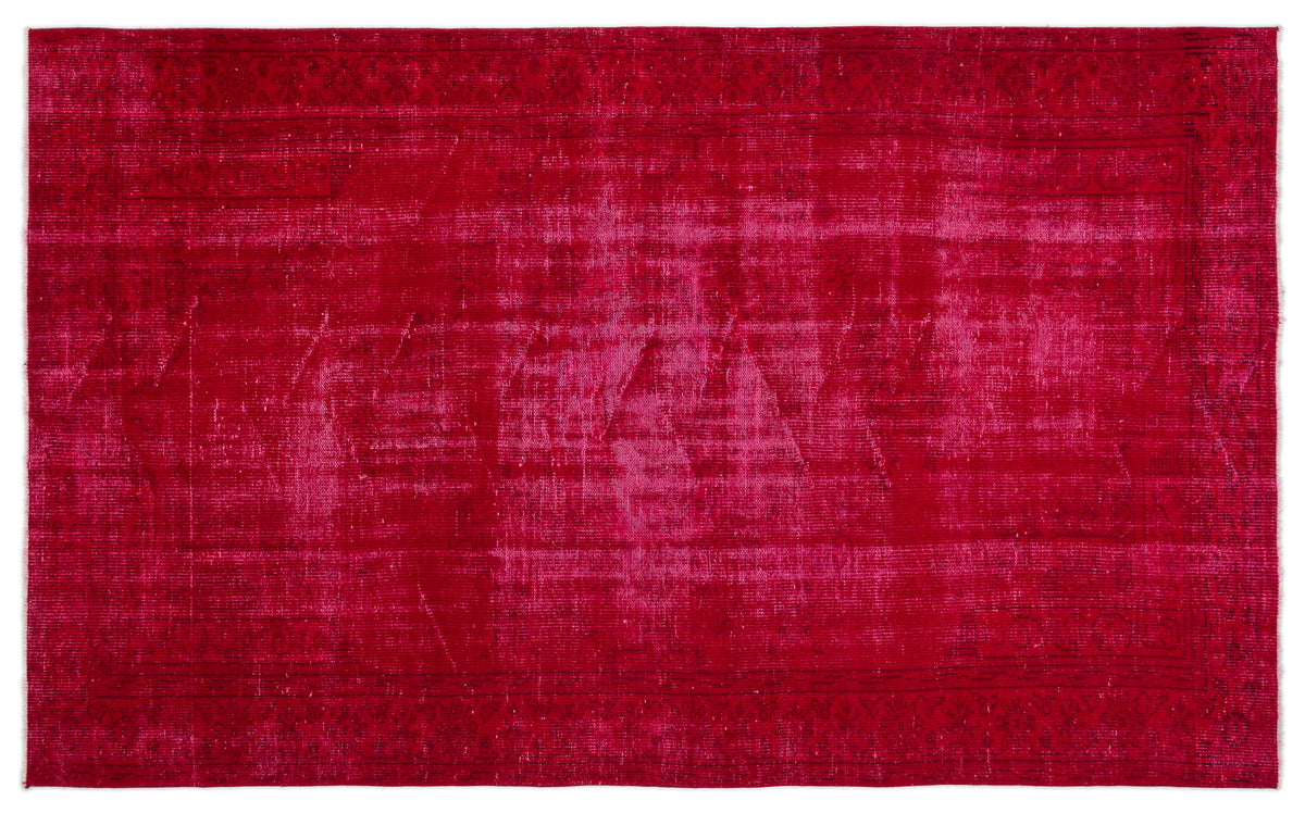 Red Over Dyed Vintage Rug 5&#39;8&#39;&#39; x 9&#39;3&#39;&#39; ft 172 x 282 cm
