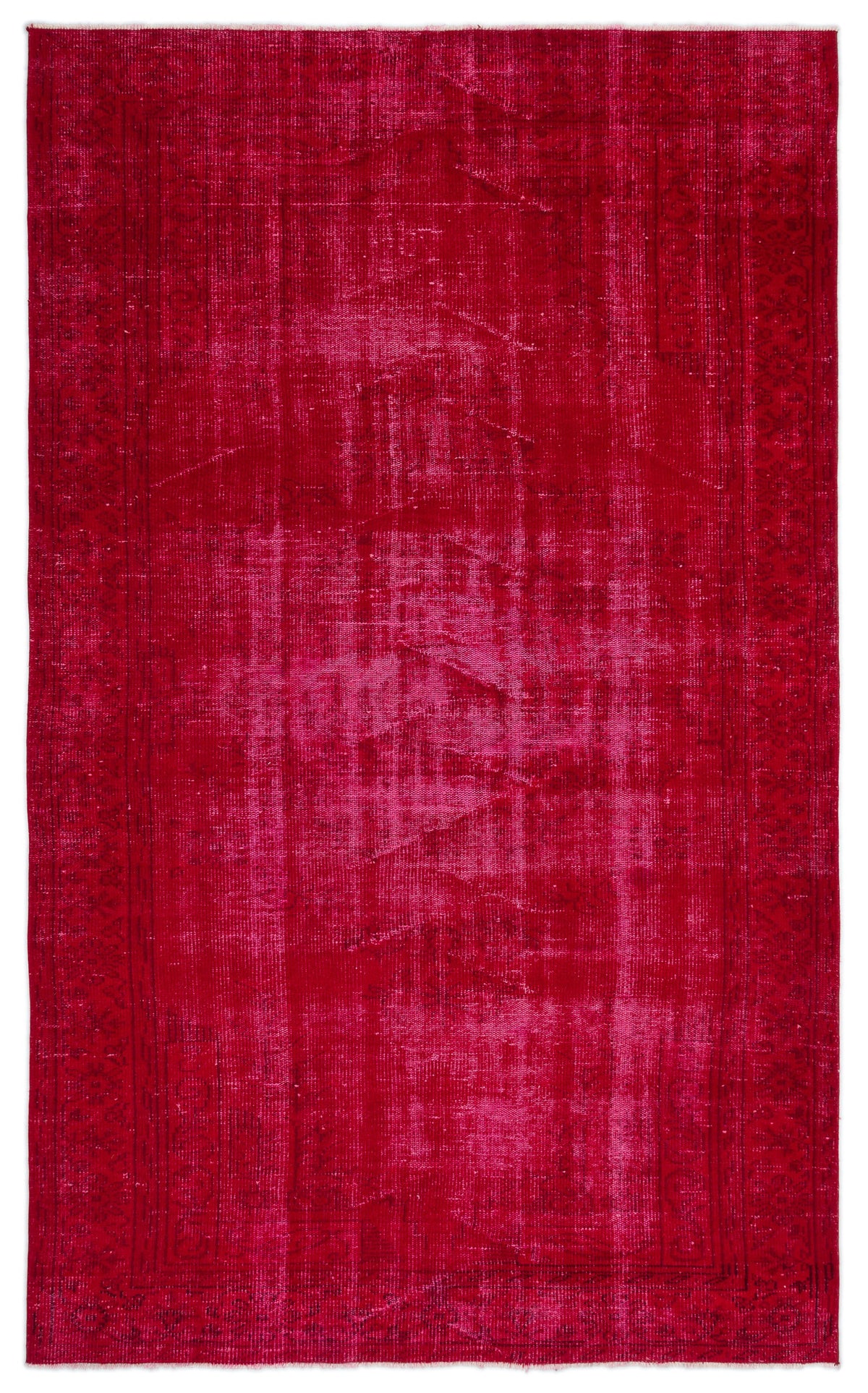 Red Over Dyed Vintage Rug 5&#39;8&#39;&#39; x 9&#39;3&#39;&#39; ft 172 x 282 cm