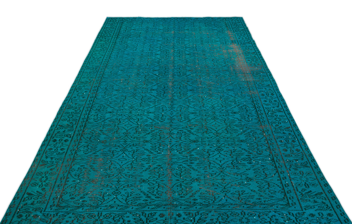 Turquoise  Over Dyed Vintage Rug 5&#39;9&#39;&#39; x 9&#39;5&#39;&#39; ft 176 x 287 cm