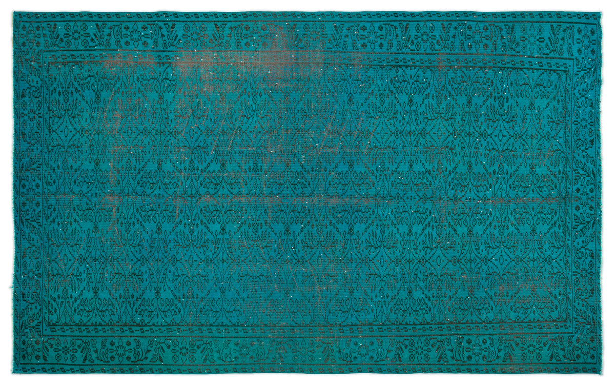 Turquoise  Over Dyed Vintage Rug 5&#39;9&#39;&#39; x 9&#39;5&#39;&#39; ft 176 x 287 cm