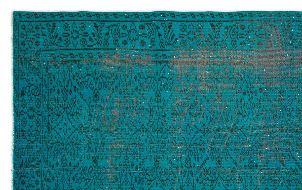 Turquoise  Over Dyed Vintage Rug 5&#39;9&#39;&#39; x 9&#39;5&#39;&#39; ft 176 x 287 cm