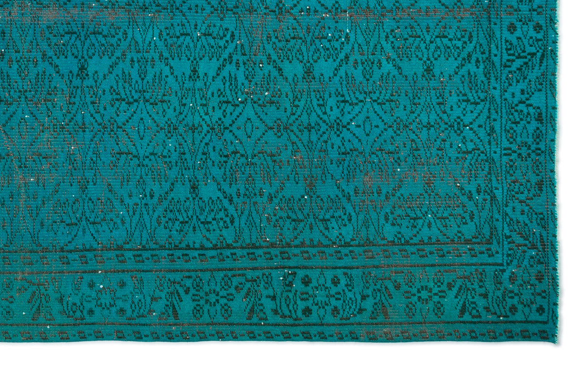 Turquoise  Over Dyed Vintage Rug 5&#39;9&#39;&#39; x 9&#39;5&#39;&#39; ft 176 x 287 cm