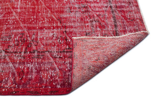 Red Over Dyed Vintage Rug 6'5'' x 7'12'' ft 195 x 243 cm