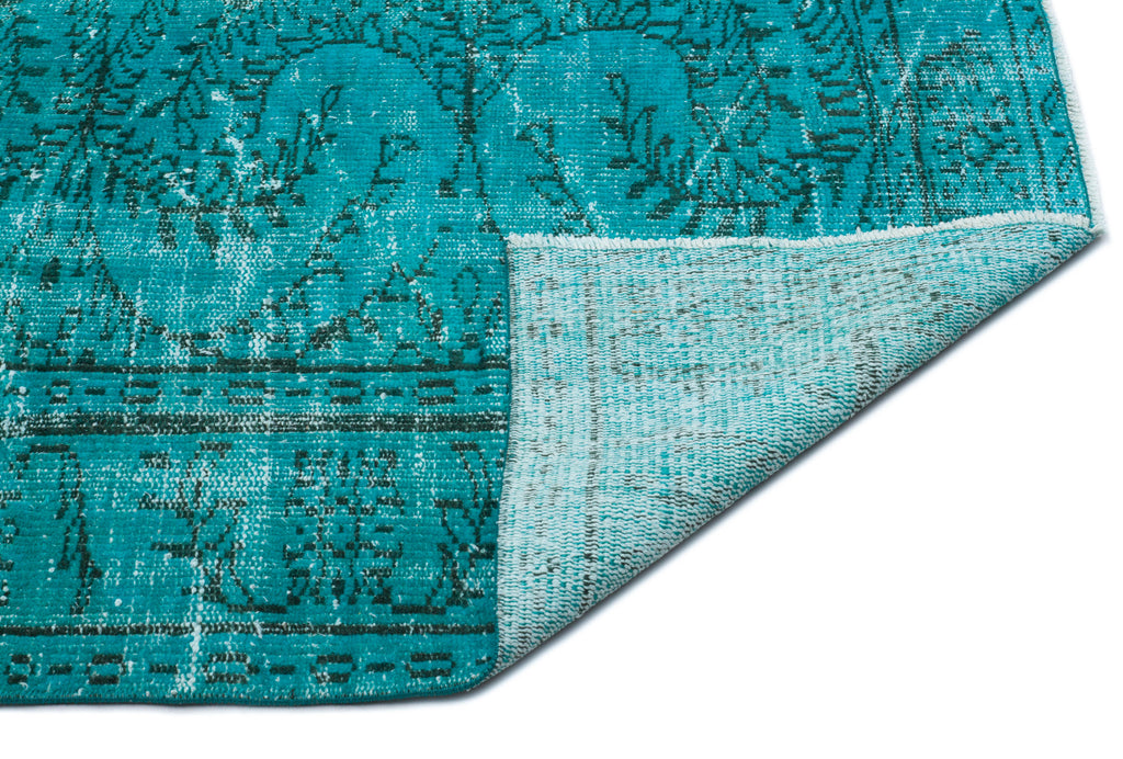 Turquoise  Over Dyed Vintage Rug 6'0'' x 9'3'' ft 183 x 281 cm