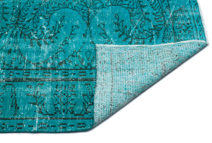 Turquoise  Over Dyed Vintage Rug 6'0'' x 9'3'' ft 183 x 281 cm