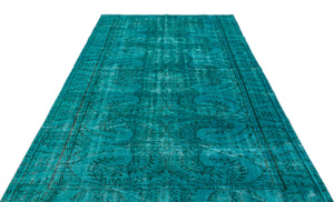 Turquoise  Over Dyed Vintage Rug 6'0'' x 9'3'' ft 183 x 281 cm