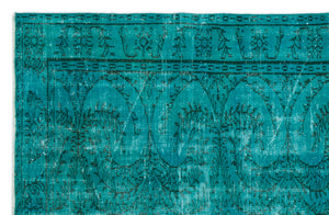 Turquoise  Over Dyed Vintage Rug 6'0'' x 9'3'' ft 183 x 281 cm