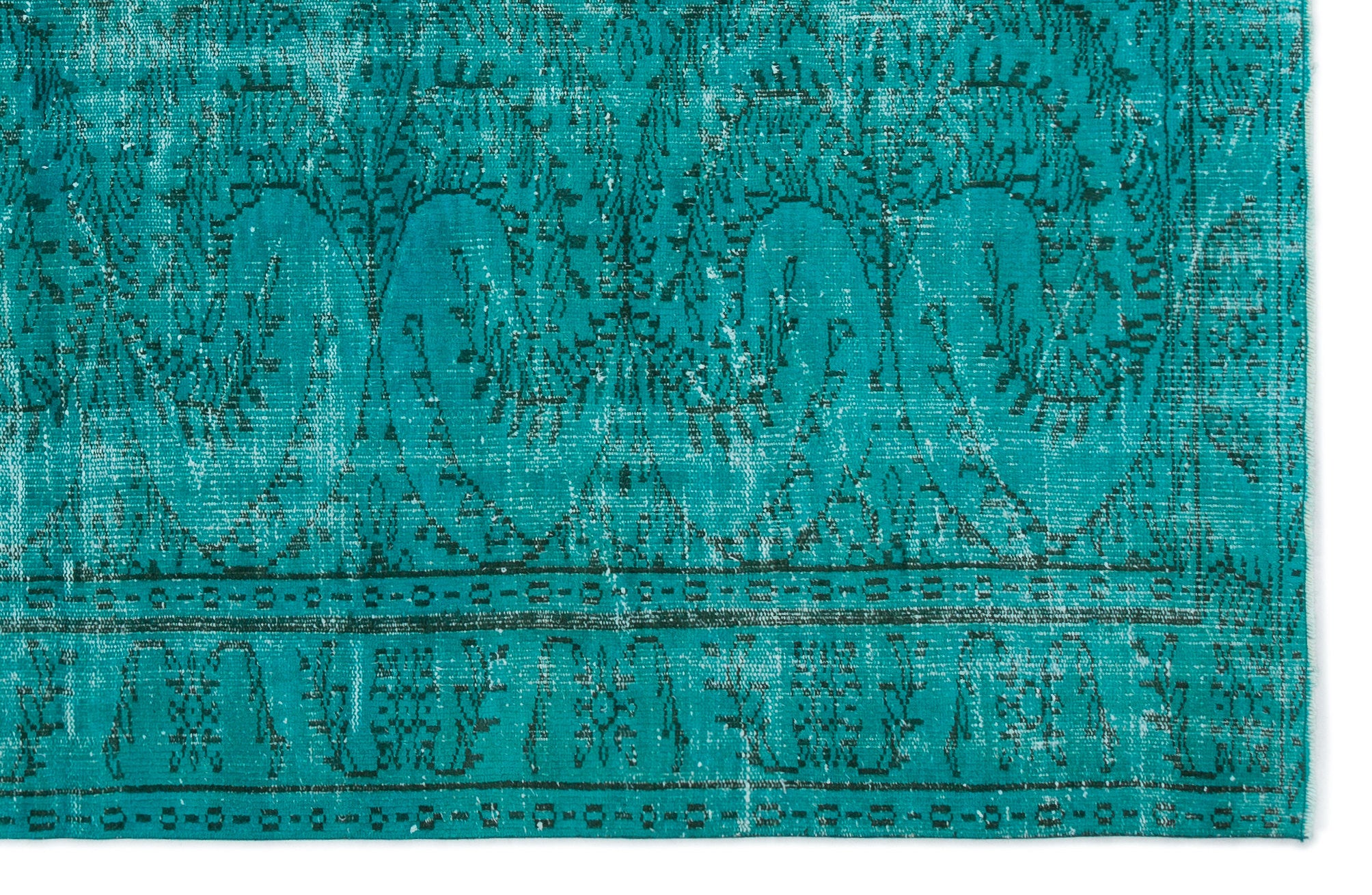 Turquoise  Over Dyed Vintage Rug 6'0'' x 9'3'' ft 183 x 281 cm