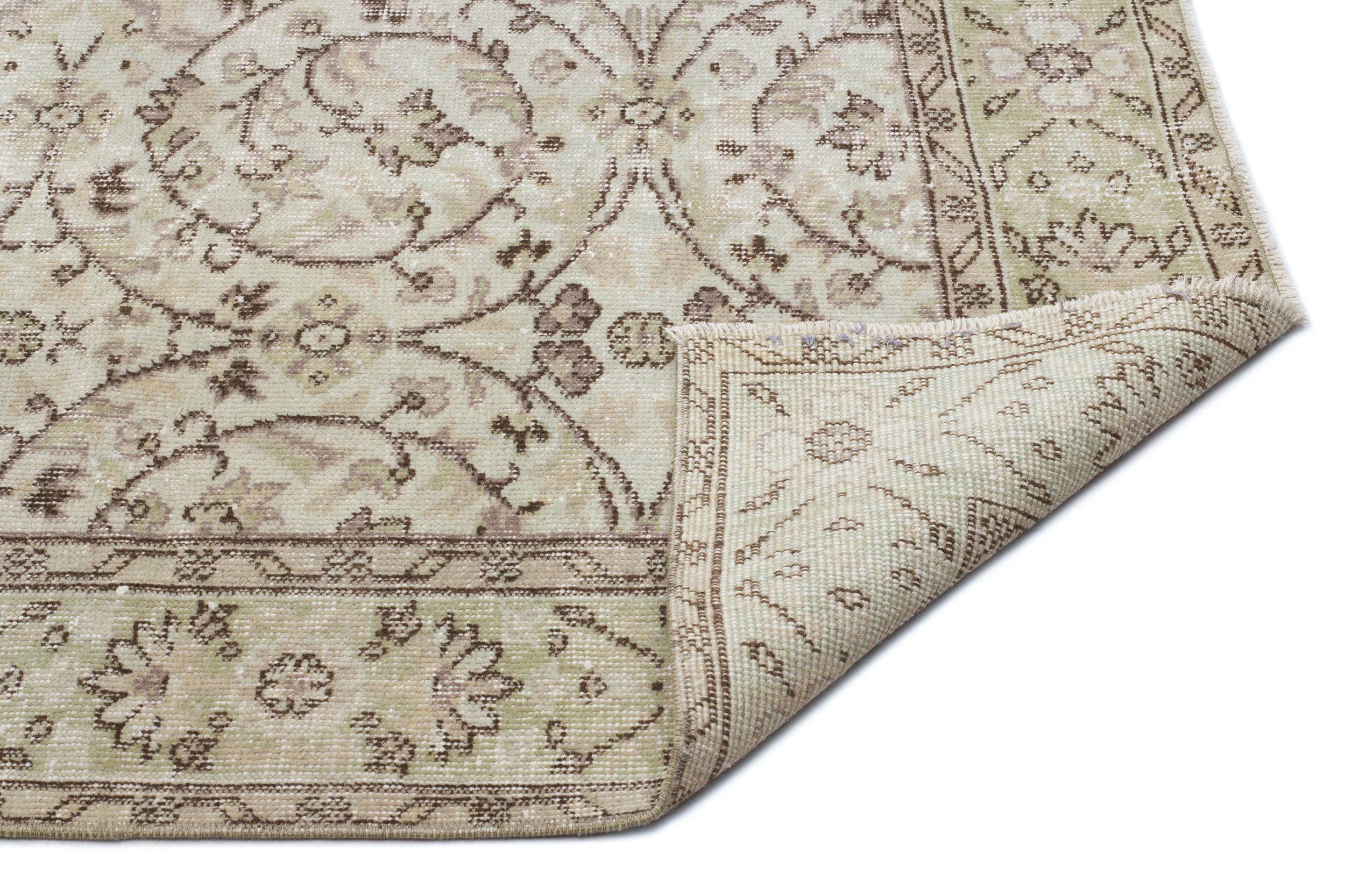 Beige Over Dyed Vintage Rug 5'7'' x 9'9'' ft 171 x 297 cm
