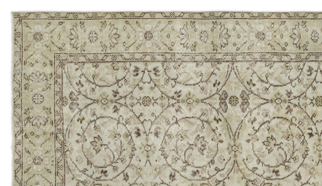 Beige Over Dyed Vintage Rug 5'7'' x 9'9'' ft 171 x 297 cm