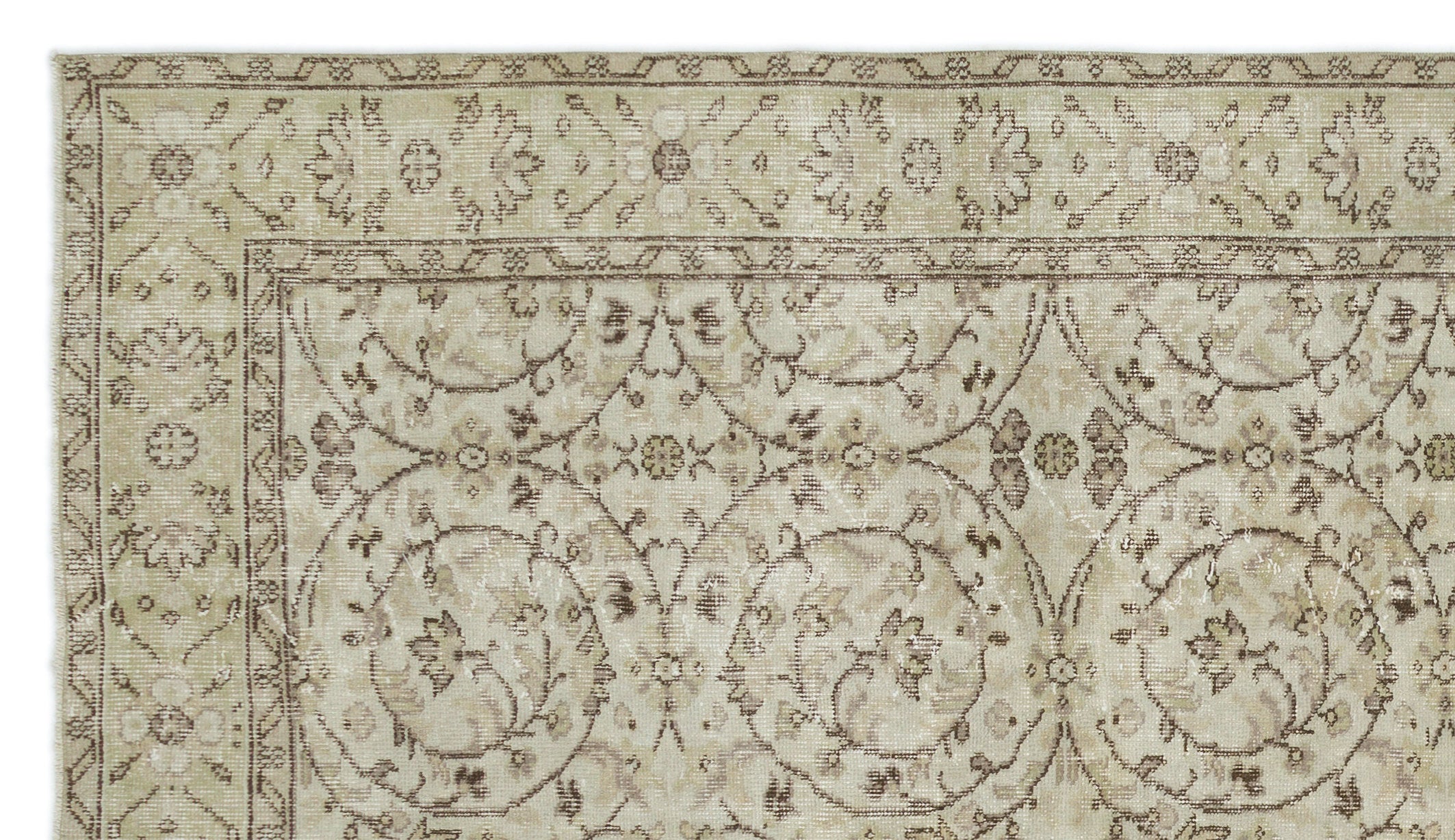 Beige Over Dyed Vintage Rug 5'7'' x 9'9'' ft 171 x 297 cm