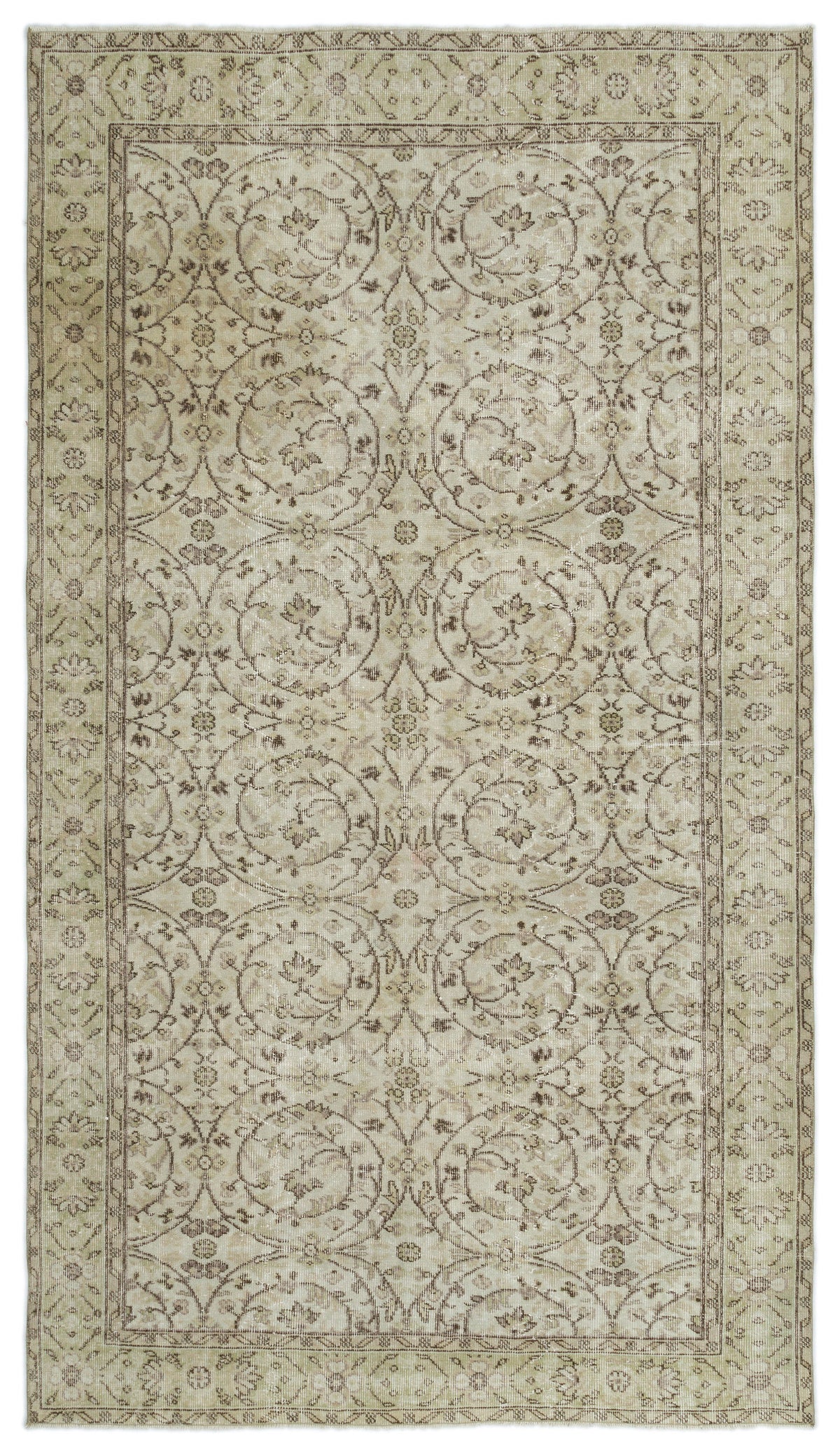 Beige Over Dyed Vintage Rug 5&#39;7&#39;&#39; x 9&#39;9&#39;&#39; ft 171 x 297 cm