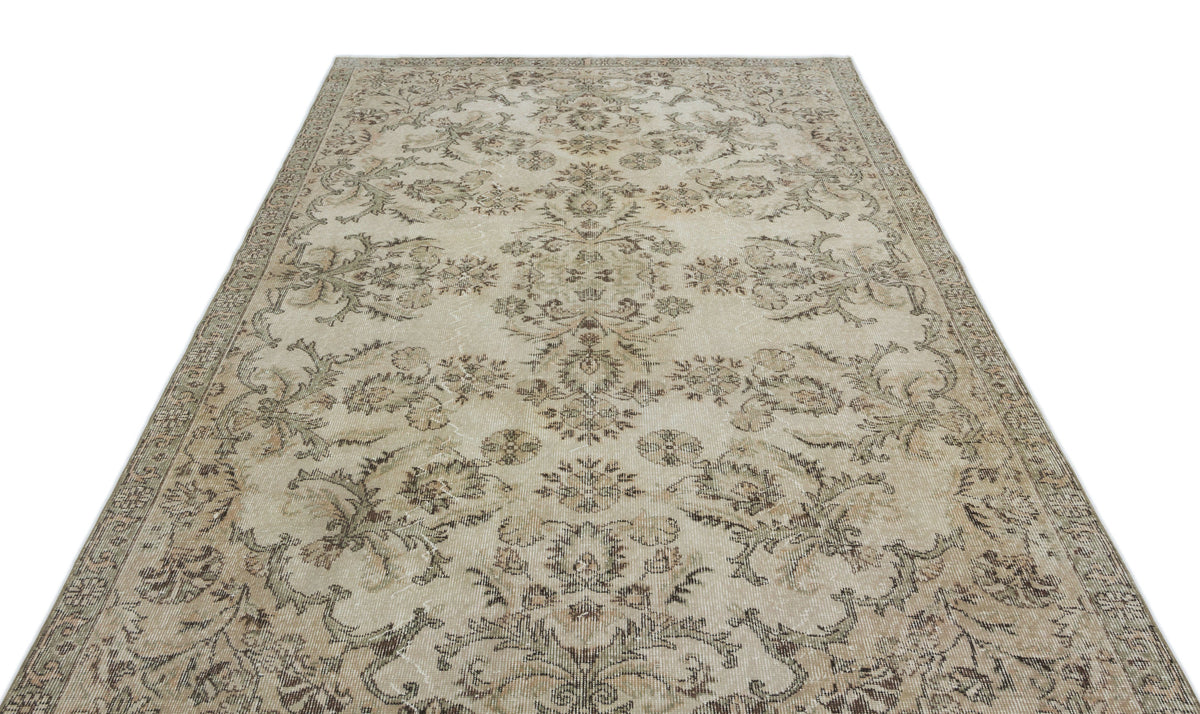 Beige Over Dyed Vintage Rug 6&#39;1&#39;&#39; x 9&#39;5&#39;&#39; ft 185 x 288 cm