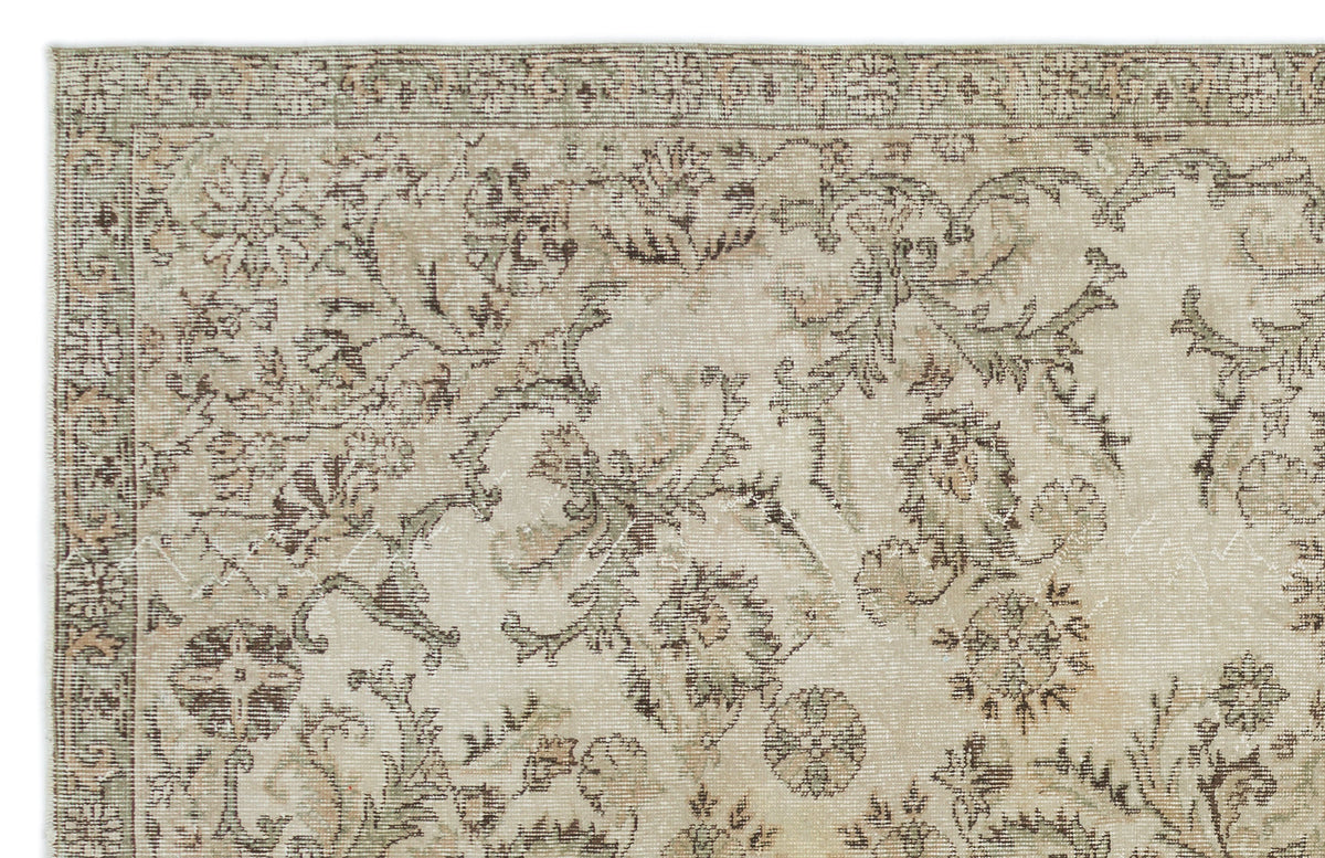 Beige Over Dyed Vintage Rug 6&#39;1&#39;&#39; x 9&#39;5&#39;&#39; ft 185 x 288 cm