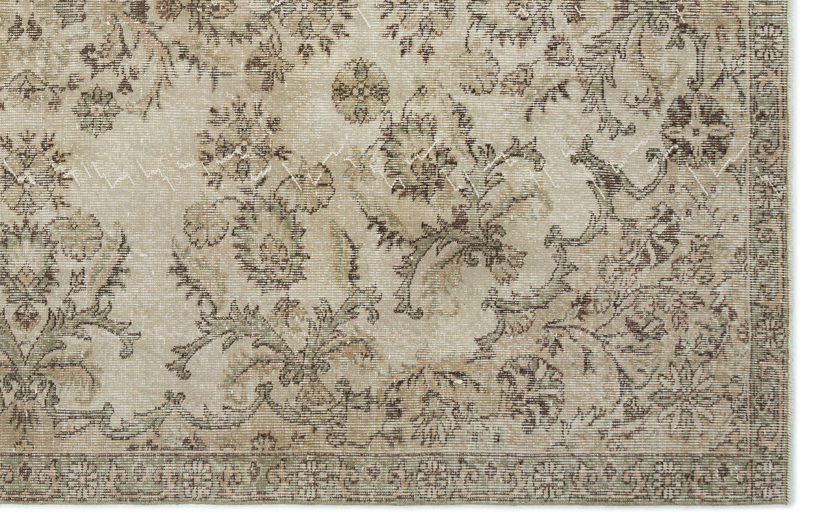 Beige Over Dyed Vintage Rug 6&#39;1&#39;&#39; x 9&#39;5&#39;&#39; ft 185 x 288 cm
