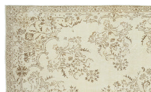 Beige Over Dyed Vintage Rug 6'12'' x 11'6'' ft 213 x 350 cm