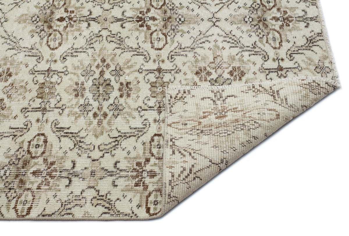 Beige Over Dyed Vintage Rug 6&#39;1&#39;&#39; x 9&#39;3&#39;&#39; ft 186 x 281 cm