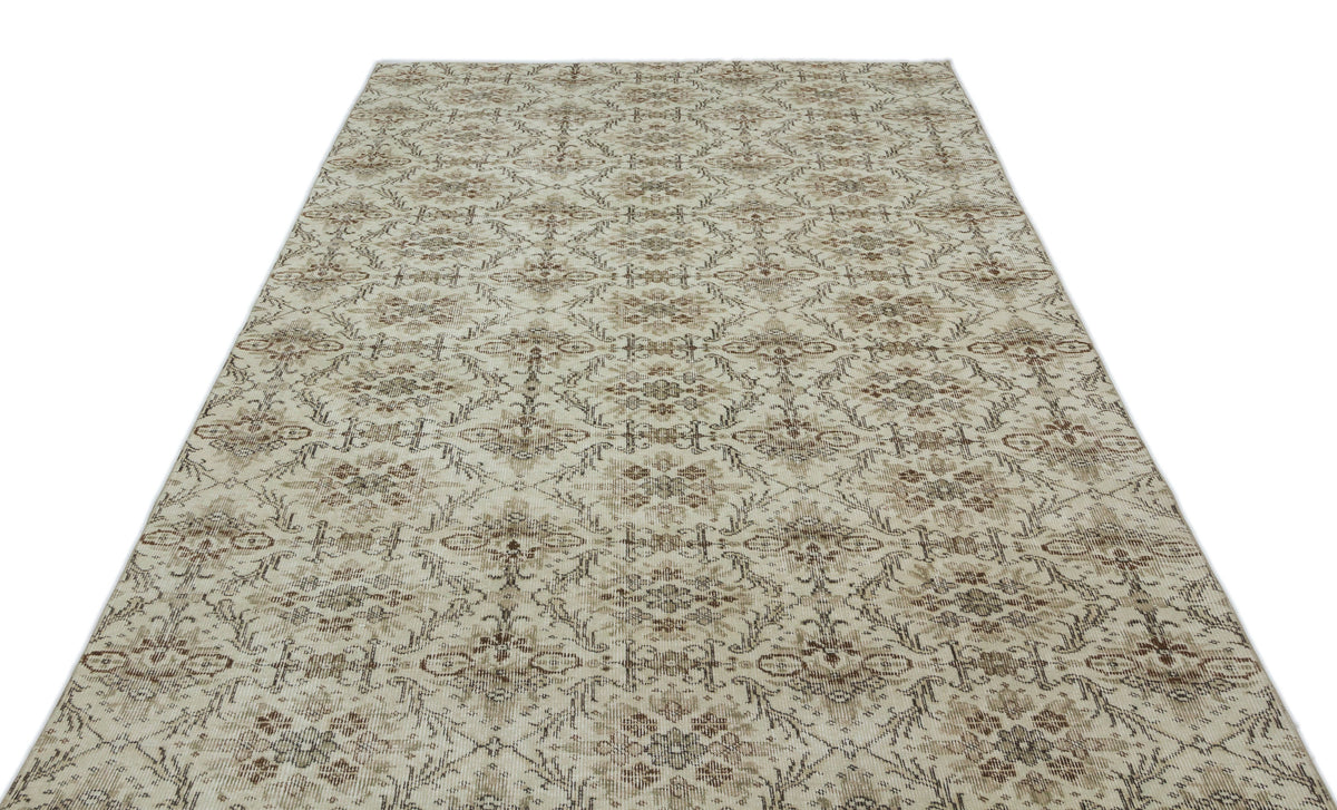 Beige Over Dyed Vintage Rug 6&#39;1&#39;&#39; x 9&#39;3&#39;&#39; ft 186 x 281 cm