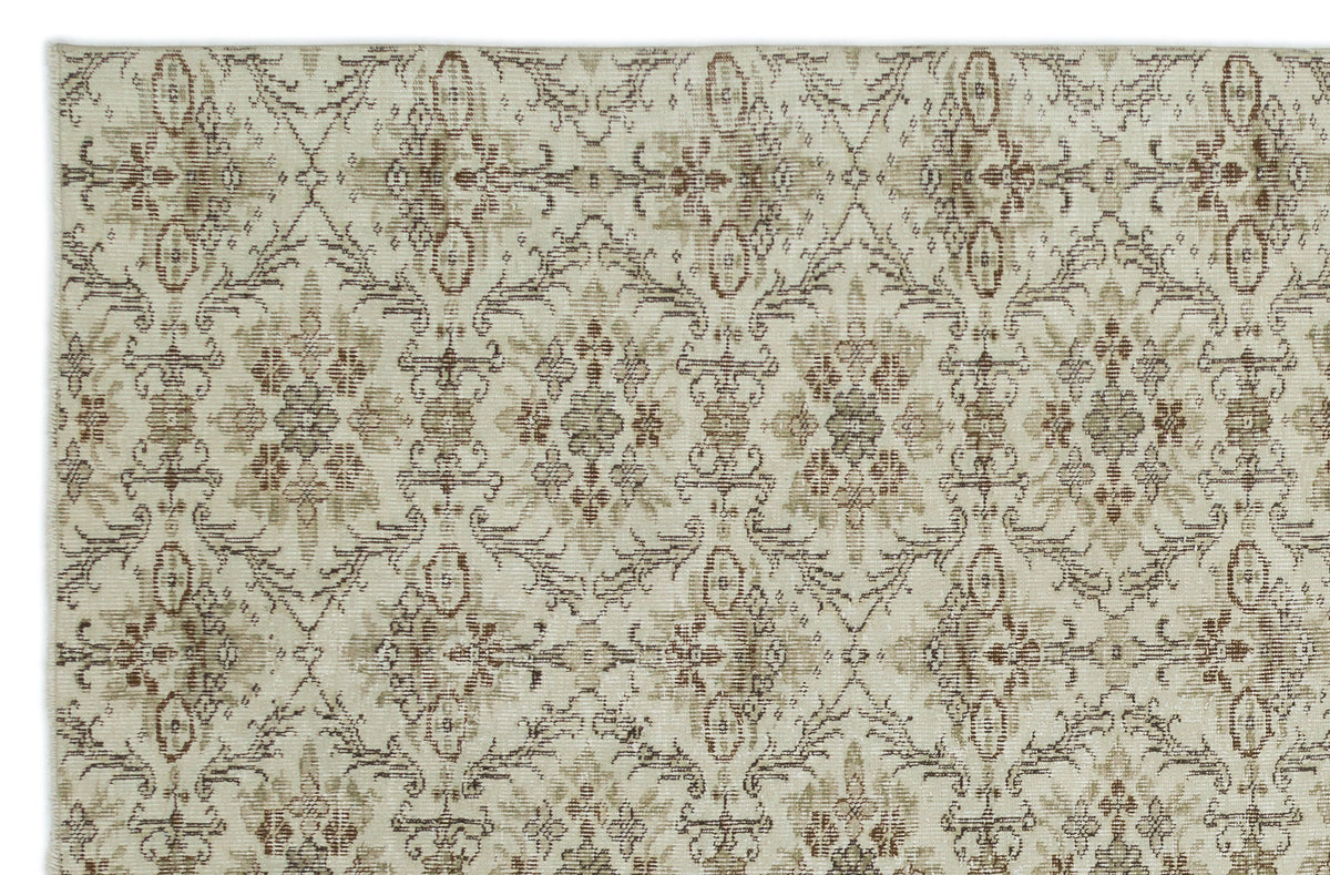 Beige Over Dyed Vintage Rug 6&#39;1&#39;&#39; x 9&#39;3&#39;&#39; ft 186 x 281 cm