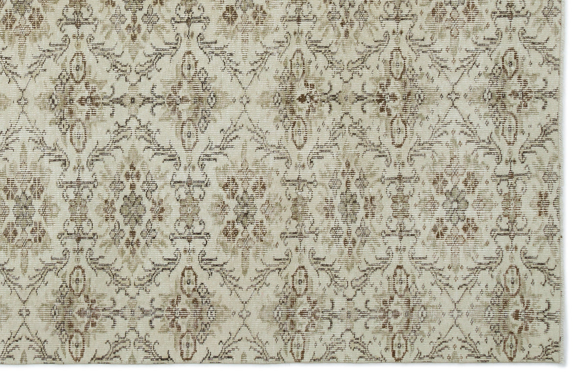 Beige Over Dyed Vintage Rug 6&#39;1&#39;&#39; x 9&#39;3&#39;&#39; ft 186 x 281 cm