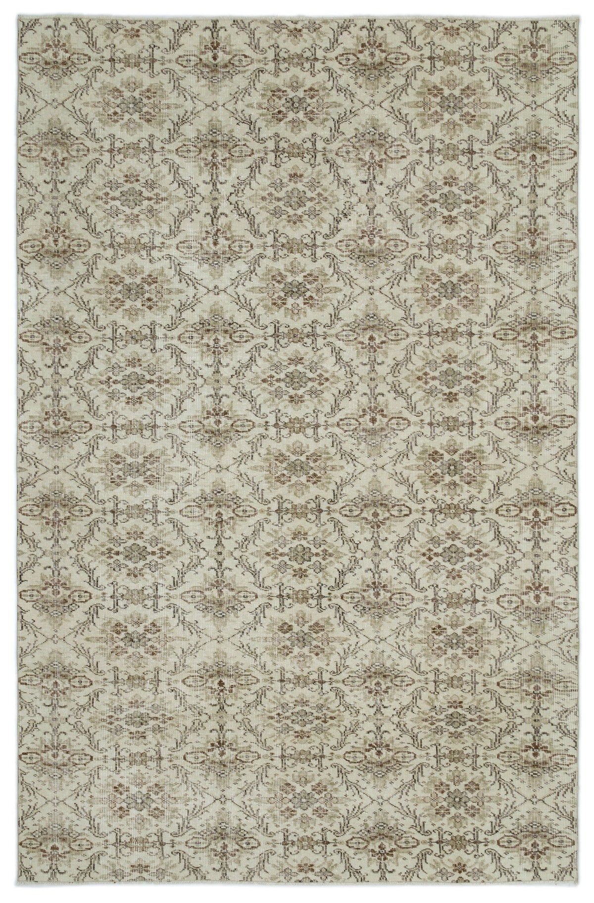Beige Over Dyed Vintage Rug 6&#39;1&#39;&#39; x 9&#39;3&#39;&#39; ft 186 x 281 cm