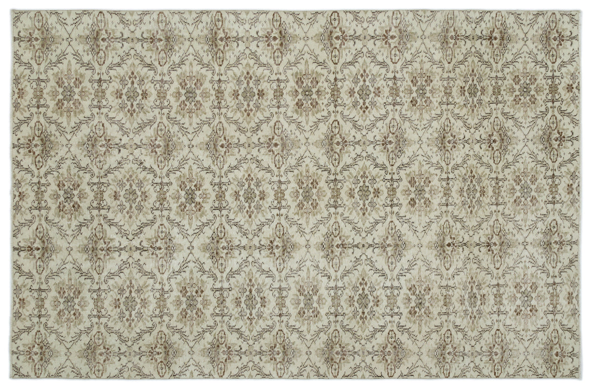 Beige Over Dyed Vintage Rug 6&#39;1&#39;&#39; x 9&#39;3&#39;&#39; ft 186 x 281 cm