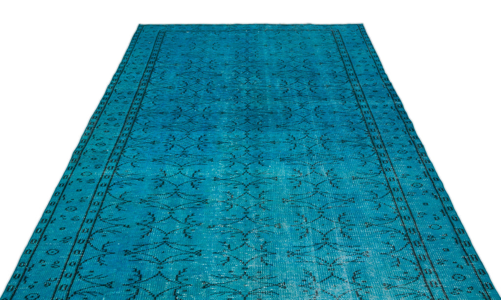 Turquoise  Over Dyed Vintage Rug 5'10'' x 9'6'' ft 177 x 289 cm