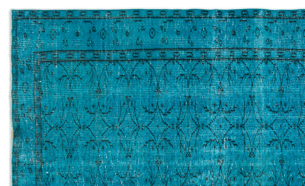 Turquoise  Over Dyed Vintage Rug 5&#39;10&#39;&#39; x 9&#39;6&#39;&#39; ft 177 x 289 cm