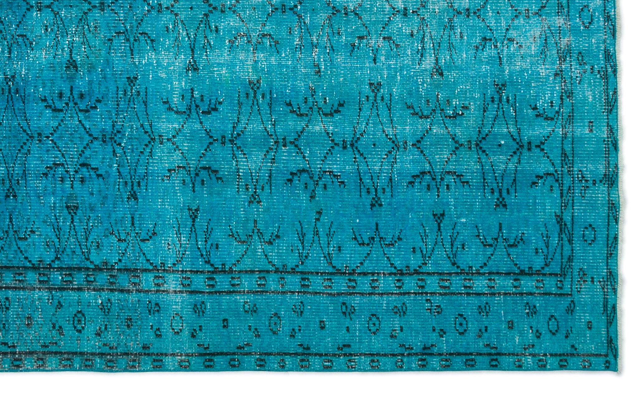 Turquoise  Over Dyed Vintage Rug 5'10'' x 9'6'' ft 177 x 289 cm