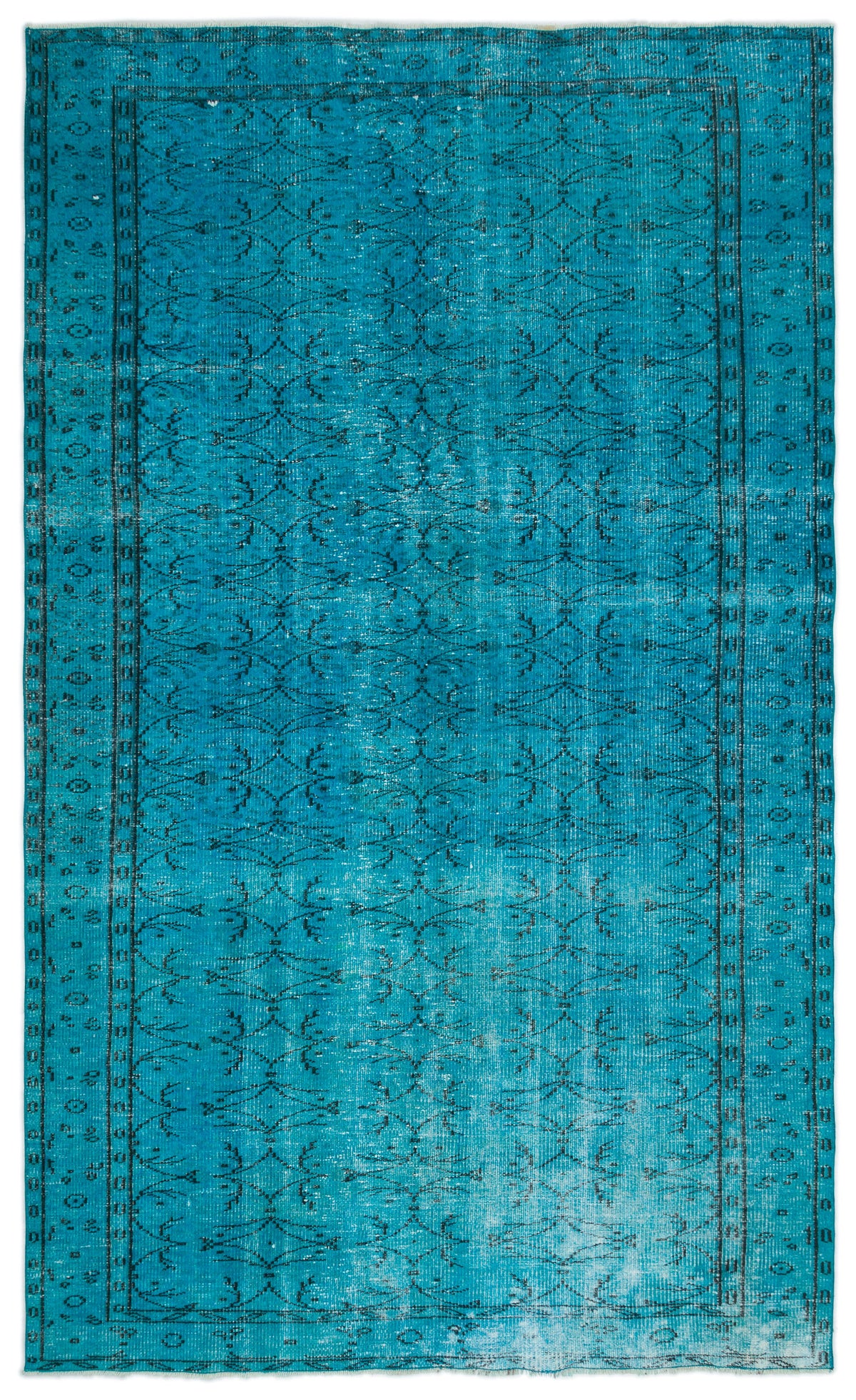 Turquoise  Over Dyed Vintage Rug 5&#39;10&#39;&#39; x 9&#39;6&#39;&#39; ft 177 x 289 cm
