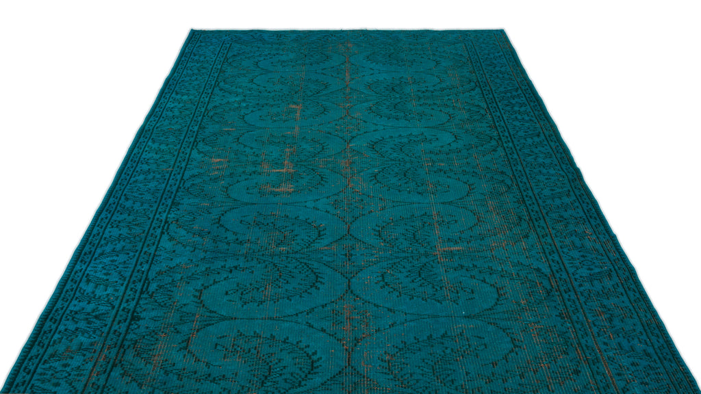 Turquoise  Over Dyed Vintage Rug 5'11'' x 9'1'' ft 181 x 278 cm