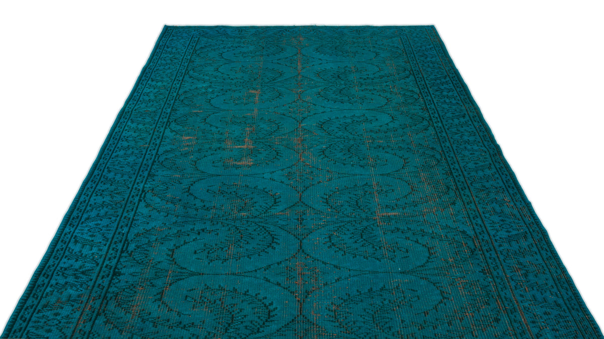Turquoise  Over Dyed Vintage Rug 5&#39;11&#39;&#39; x 9&#39;1&#39;&#39; ft 181 x 278 cm