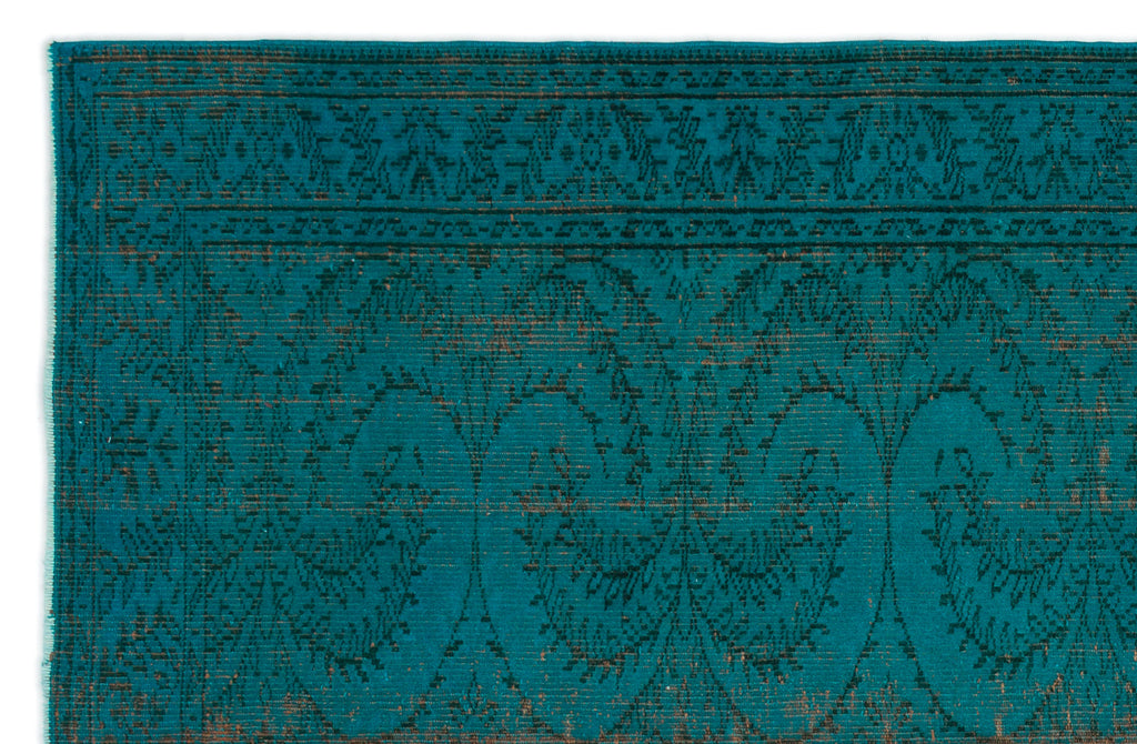 Turquoise  Over Dyed Vintage Rug 5'11'' x 9'1'' ft 181 x 278 cm