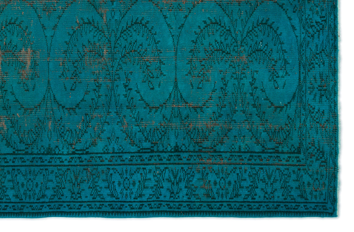 Turquoise  Over Dyed Vintage Rug 5&#39;11&#39;&#39; x 9&#39;1&#39;&#39; ft 181 x 278 cm