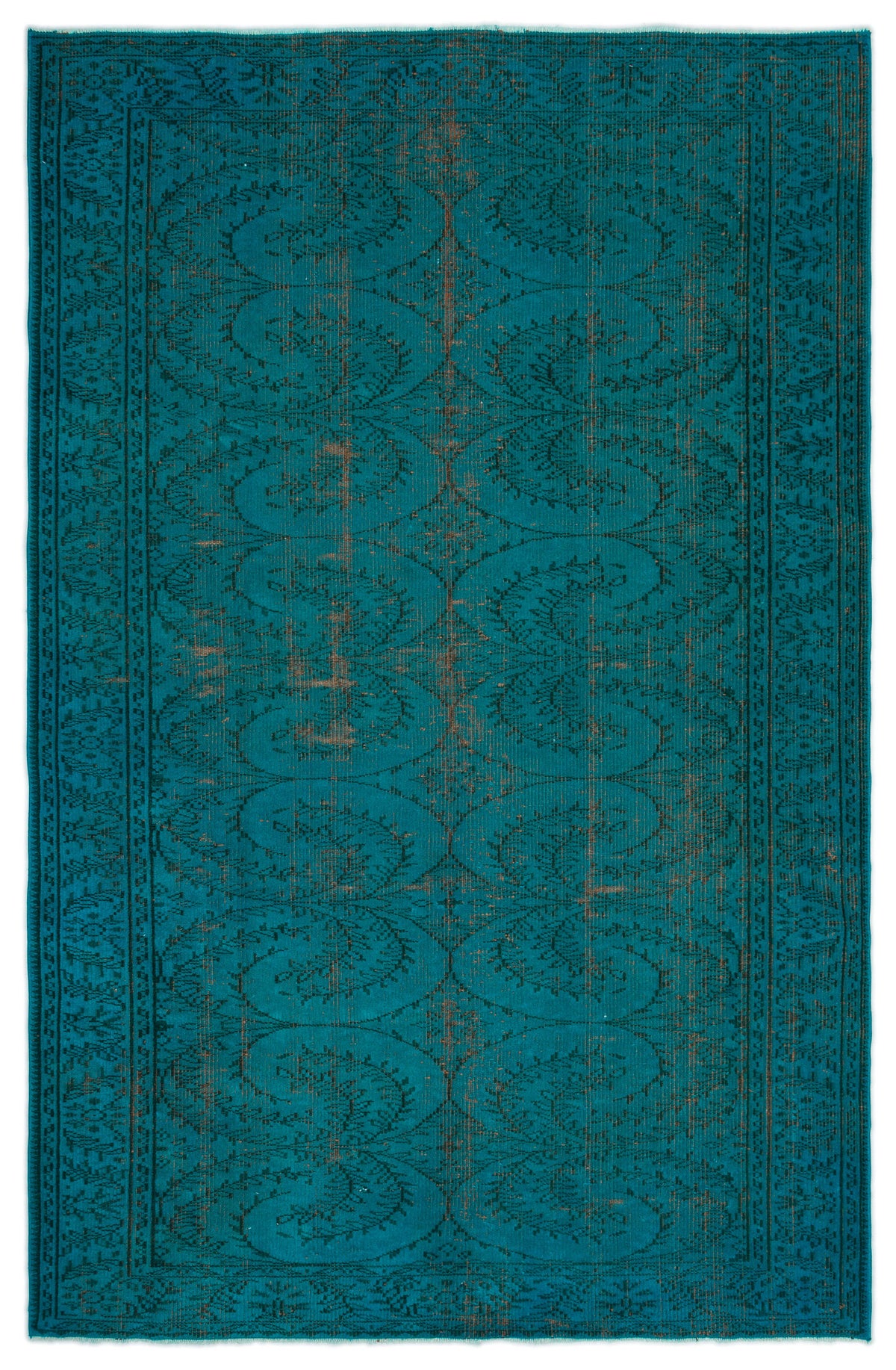 Turquoise  Over Dyed Vintage Rug 5&#39;11&#39;&#39; x 9&#39;1&#39;&#39; ft 181 x 278 cm