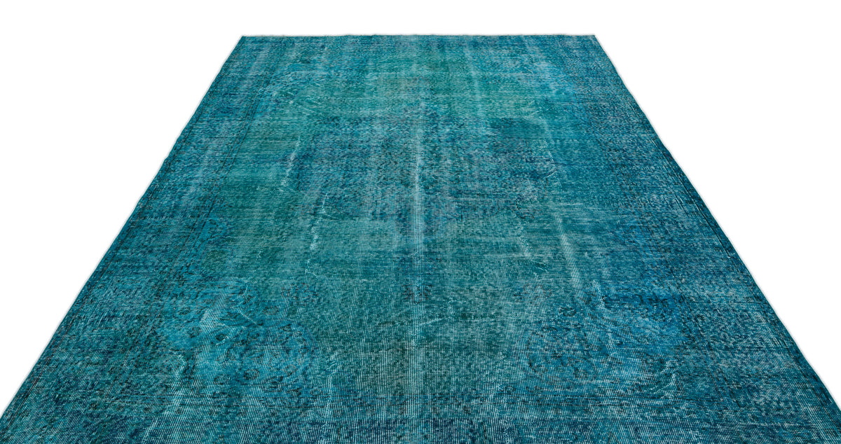 Turquoise  Over Dyed Vintage Rug 7'2'' x 10'2'' ft 219 x 309 cm