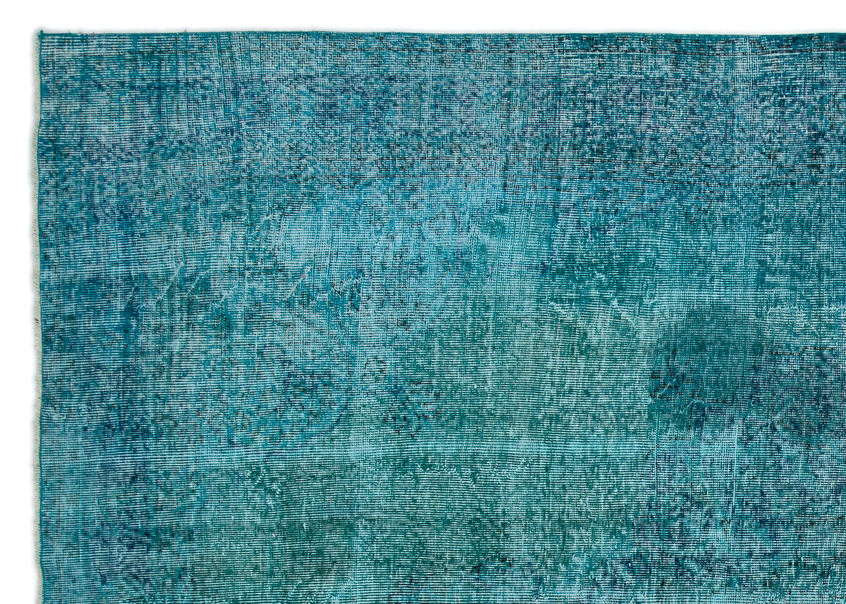 Turquoise  Over Dyed Vintage Rug 7'2'' x 10'2'' ft 219 x 309 cm